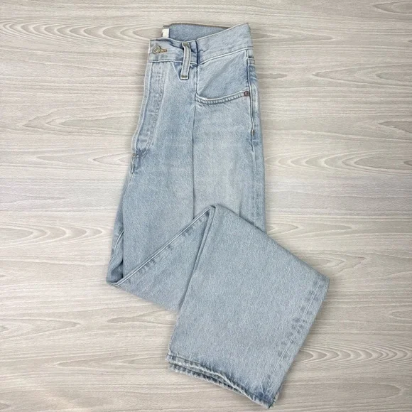 Agolde Fold Waistband Jean Straight Leg Size 26 Cotton Pleated - Picture 8 of 16